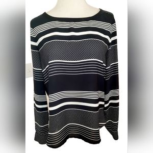 Ann Taylor Loft black & white striped and dot shirt size small
